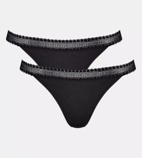 Dámske tangá GO Ribbed R C2P - BLACK - black 0004 - SLOGGI BLACK M