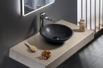 SAPHO - BLOK kamenné umývadlo na dosku, priemer 40cm, čierny Marquin, matný 2401-35