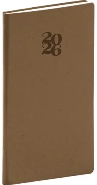 NOTIQUE Vreckový diár Essenza 2026 oriešok / 9 x 15.5 cm (PGD-KAPES-6004)
