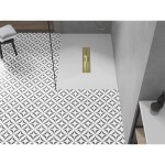 MEXEN/S - Toro obdĺžniková sprchová vanička SMC 140 x 70, biela, mriežka zlatá 43107014-G