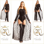 RedCarpetLook! Sexy KouCla Chiffon party coat blacksilver Einheitsgroesse