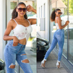 Sexy Highwaist destroyed look Skinny Jeans denimblue 36