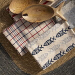 MADAM STOLTZ Bavlnený obrúsok Blue Fishes – set 4 ks