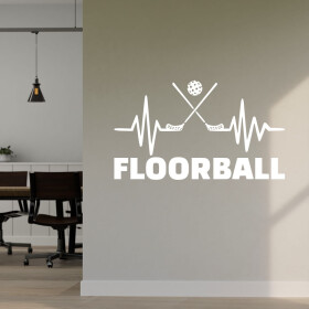 Veselá Stena Samolepka Floorball Farba: bílá, Veľkosť: 40 x 23 cm