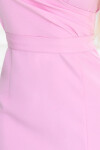 479-10 NINA elegantné šaty s obálkovým výstrihom, rukávmi a opaskom - Candy Pink S