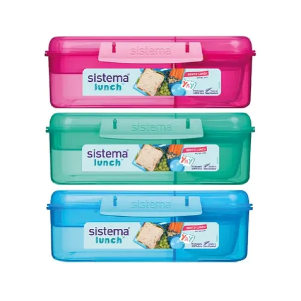 Sistema Lunch Bento Delený desiatový box s nádobou na jogurt a 2 tácky 1.65 l mix farieb (9414202416902)