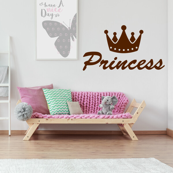 Veselá Stena Samolepka Princess Farba: hnědá, Veľkosť: 40 x 23 cm
