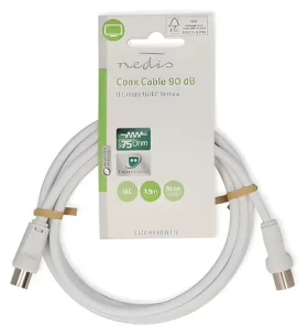 Nedis Koaxiálny kábel IEC(M)-IEC(F) biela / Video kábel / 75 Ohm / Dvojité tienenie / 90 dB / 1,5 m / PVC (CSGL40000WT15)