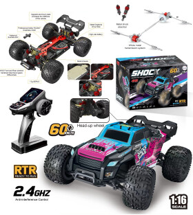 Mamido Mamido Auto na diaľkové ovládanie 60 km/h RC Monster Truck 1:16 4WD Brushless 2.4GHz modré