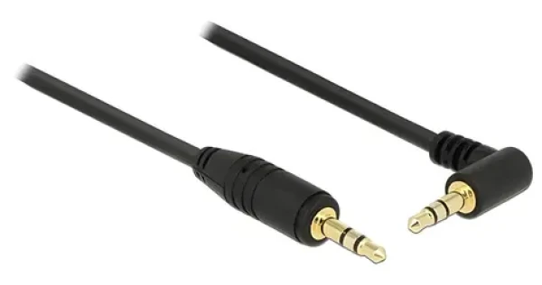DeLock 83754 čierna / Audio kábel / Jack 3,5 mm 3pin / rovný uhlový / 1 m (83754)