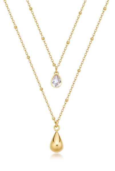Brosway Dvojitý pozlátený náhrdelník Tear Drop Perfect BPC37