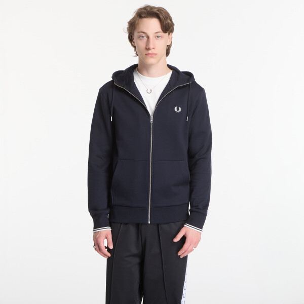 Mikina Fred Perry Hooded Zip Through Sweatshirt Black L