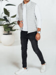 Pánska prešívaná vesta svetlo šedá FashionStreet TX5078 XL