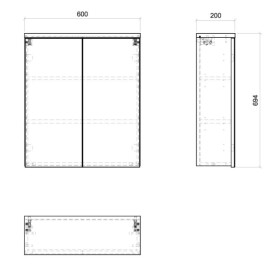 COMAD - Zrkadlová skrinka 60cm 2 dvierka BALI biela 5907611647523