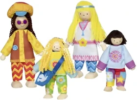 GOKI Bábiky Hippie rodina 4 ks