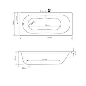AQUALINE - JIZERA vaňa 140x70x39cm, biela G1470