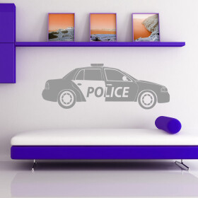 Veselá Stena Samolepka Policajné autíčko Farba: šedá, Veľkosť: 60 x 19 cm