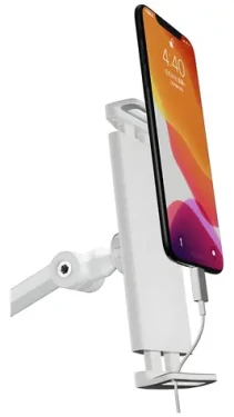 4smarts ErgoFix H1 biela / Stolný držiak na telefón a tablet / Hliník / Otočný 360° / 4,7-15,6" (469263)