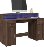 VidaXL Biurko z podświetleniem LED, Hnedý dub, 140x55x91 cm