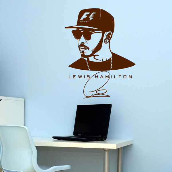Veselá Stena Samolepka Lewis Hamilton F1 Farba: hnědá, Veľkosť: 80 x 62 cm