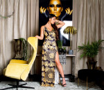 Sexy Maxi Dress With Print blackyellow Einheitsgroesse