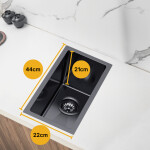 VELAZO Malý grafitový kuchynský drez s PVD povrchovou úpravou - 22 x 44 cm, Velazo VELAZ2244B