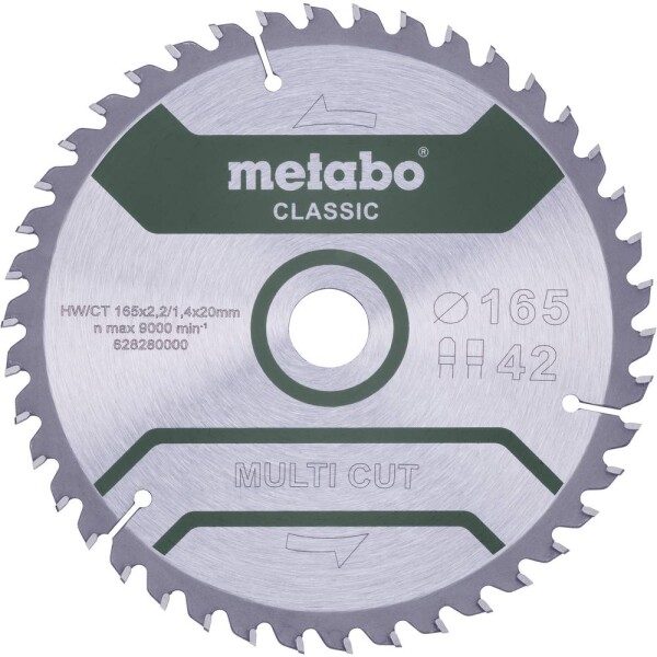 Metabo MULTI CUT CLASSIC 628280000 pílový kotúč 165 x 20 x 1.4 mm Počet zubov (na palec): 42 1 ks; 628280000