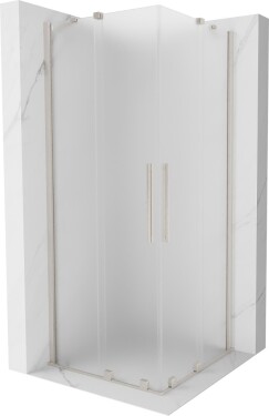 MEXEN/S - Velar Duo sprchovací kút, posuvné dvere 80 x 80, dekor, nikel kartáčovaný 871-080-080-32-97