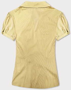 Žlutá pruhovaná halenka s krátkými rukávy model 18466527 Žlutá S (36) - Forget me not FASHION
