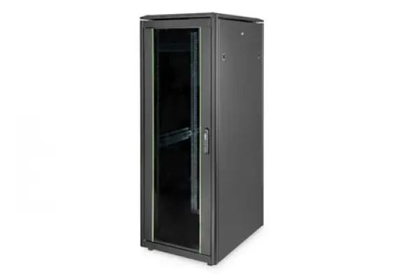 Digitus Unique 32U čierna / Rozvádzač / 19" / 1609x600x800 mm / Nosnosť 800 kg / Sklenené dvere (DN-19 32U-6/8-B-1)