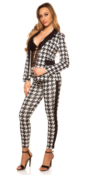 Sexy blazer in houndstooth pattern blackwhite