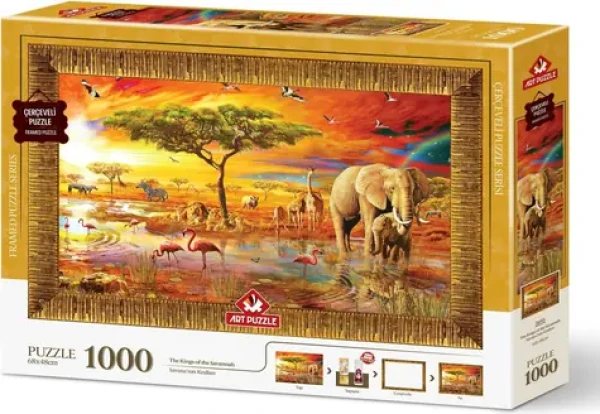 ART PUZZLE 5695 Puzzle s rámom a lepidlom 3v1 Kráľové savany