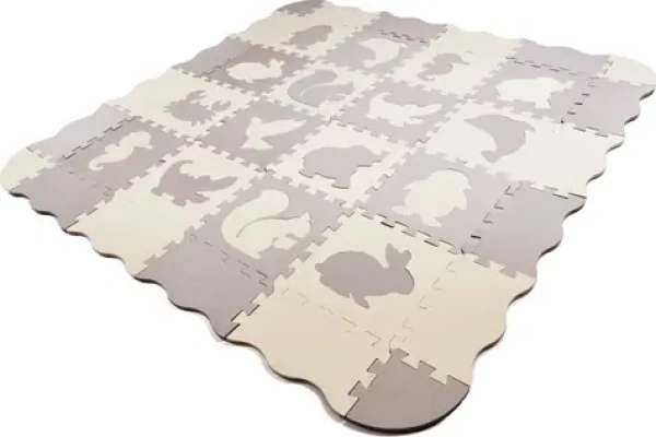 KIK Penové puzzle šedo-krémové zvieratká