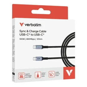 Verbatim Sync Charge čierna / Kábel USB-C na USB-C / 120 cm / 100 W