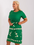 Dámske plus size šaty LK SK 505731.84 Zelené s potlačou - FPrice 46 zelená s květy