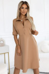 286-8 SANDY Košeľové šaty s opaskom - MOCHA MOUSSE S