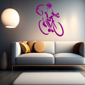 Veselá Stena Samolepka Cyklista Farba: fialová, Veľkosť: 80 x 97 cm