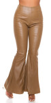 Sexy Faux Leather Flared Pants CAPPUCCINO