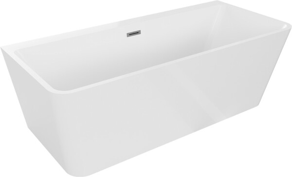 MEXEN/S - Volta vaňa voľne stojaca rohová 150 x 75, biela, sifón a prepad grafit metal 51131507500-95