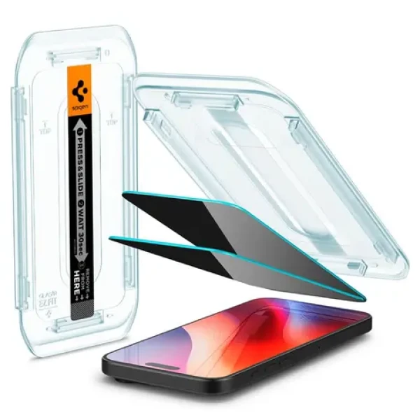 Spigen Glass tR EZ Fit (Privacy) 2 Pack ochranné sklo pre Apple iPhone 16 Pro Max číra (AGL07908)