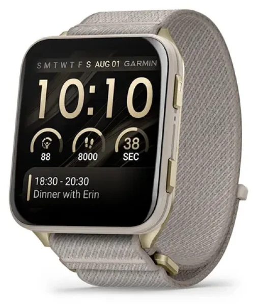 Garmin Venu X1 zlatá, sivý remienok / Chytré hodinky / GPS / 2 "AMOLED / BT / Wi-Fi / NFC / 5 ATM (010-02980-09)