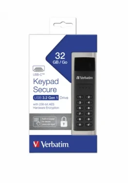 Verbatim Keypad Secure 32GB čierna / Flash disk / USB-C 3.2 Gen 1 / klávesnica / čítanie: až 160MBs / zápis: až 130MBs (49430)