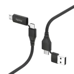 HAMA USB kábel 4v1 čierna / Nabíjací kábel / USB-A + USB-C / USB-C + Micro-USB / 1,5 m