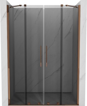 MEXEN/S - Velar Duo posuvné sprchové dvere 150, grafit, ružové zlato 871-150-000-42-60