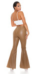 Sexy Faux Leather Flared Pants CAPPUCCINO