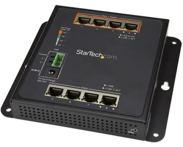 StarTech Switch 8 portov PoE+ / Switch / Unmanaged / 4X RJ45 / 4X PoE+ / 2 Gbit/s (IES81GPOEW)