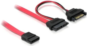 DeLock 84418 červená / SATA kábel / Slim SATA 13pin - SATA 7pin + 15pin / 0,5m (84418)