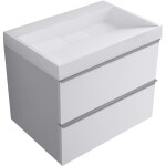 CERANO - Kúpeľňová skrinka Velora - biela matná, úchytka chróm + umývadlo z lit. mramoru Vita - biela matná - 70x63x46,5 CER-8050BD83997