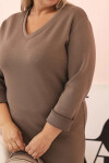 Dámske Plus veľkosť maslo V-neck šaty s Fango rukávmi UNI