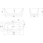 MEXEN/S - Olea voľne stojaca vaňa vzor 170 x 80, biela, sifón a prepad zlatá 52821708000-50